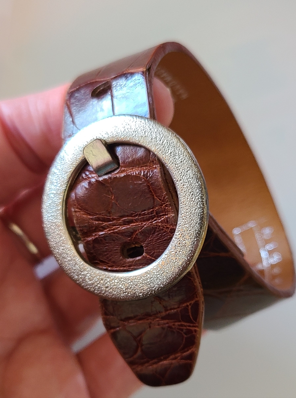 Tardini Italy Genuine Alligator Leather Bracelet Buckle Hand Made Mahogany